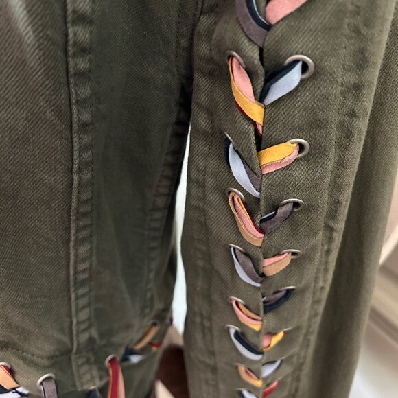 BlankNYC Green Denim Jacket with pretty fringe - Picture 4 of 5